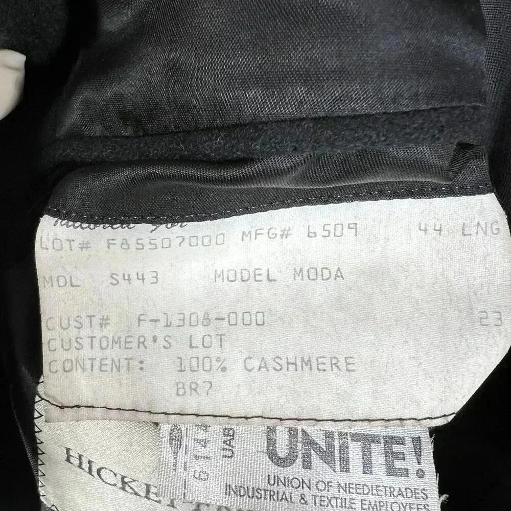 Hickey Freeman Mens 44 Long 100% Cashmere Black Sport Coat Wedding Old Money